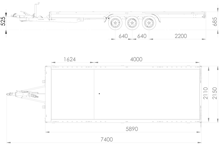 Dépanneuse UNITRAILER UNIPLAT 600/3 S à trois essieux 600×215 3500 KG – Image 2