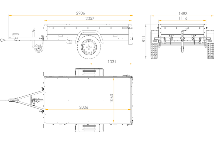 Remorque de jardin 200 Kipp avec roue jockey, châssis H-0 et bâche bleue – Image 3