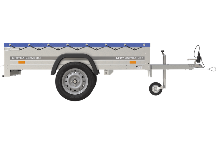Remorque de jardin 200 Kipp avec roue jockey, châssis H-0 et bâche bleue – Image 4
