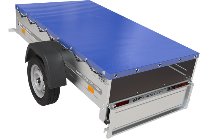 Remorque de jardin 200 Kipp avec roue jockey, châssis H-0 et bâche bleue – Image 10