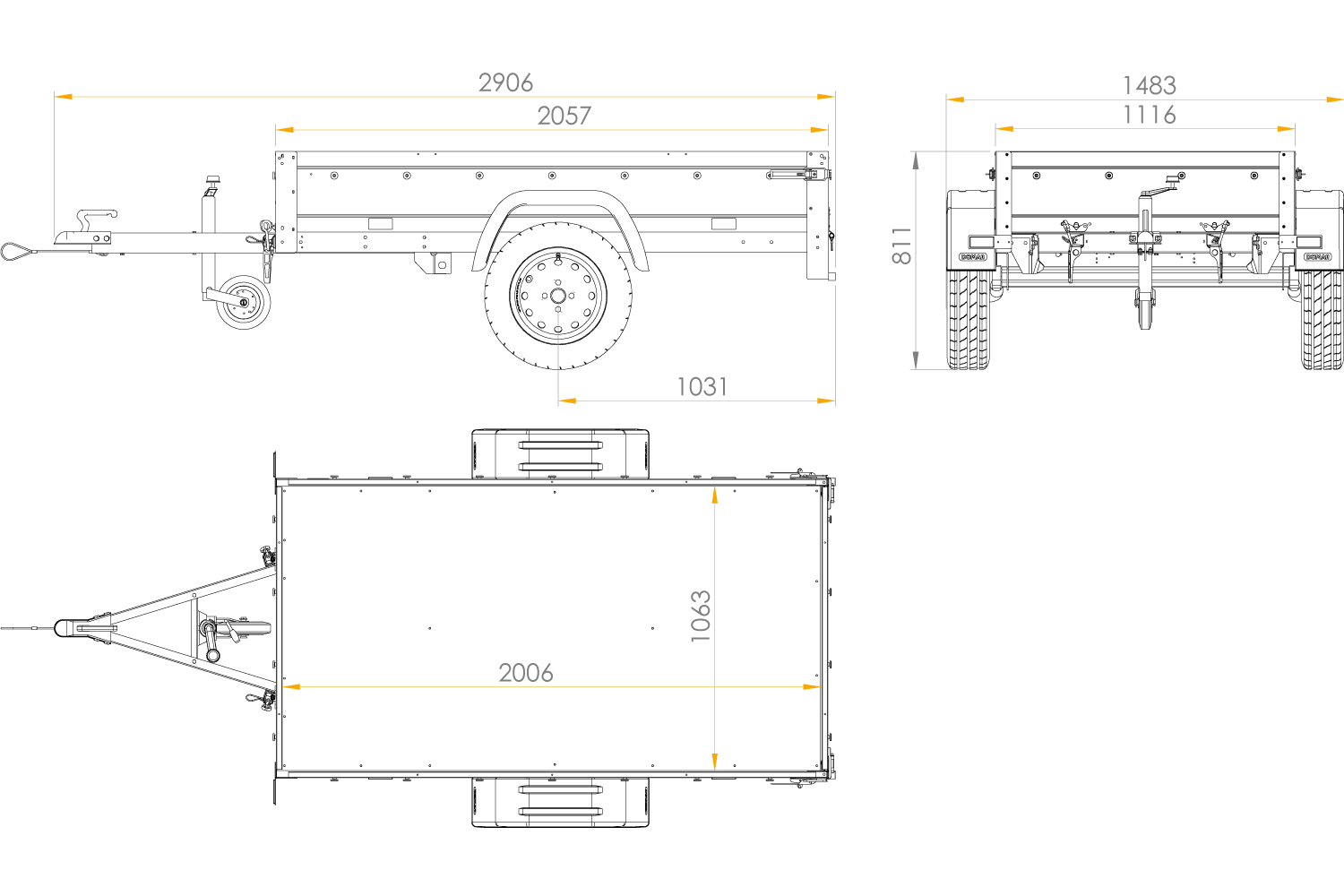 Remorque Garden Trailer 200 Kipp avec roue jockey et bâche plate bleue – Image 2