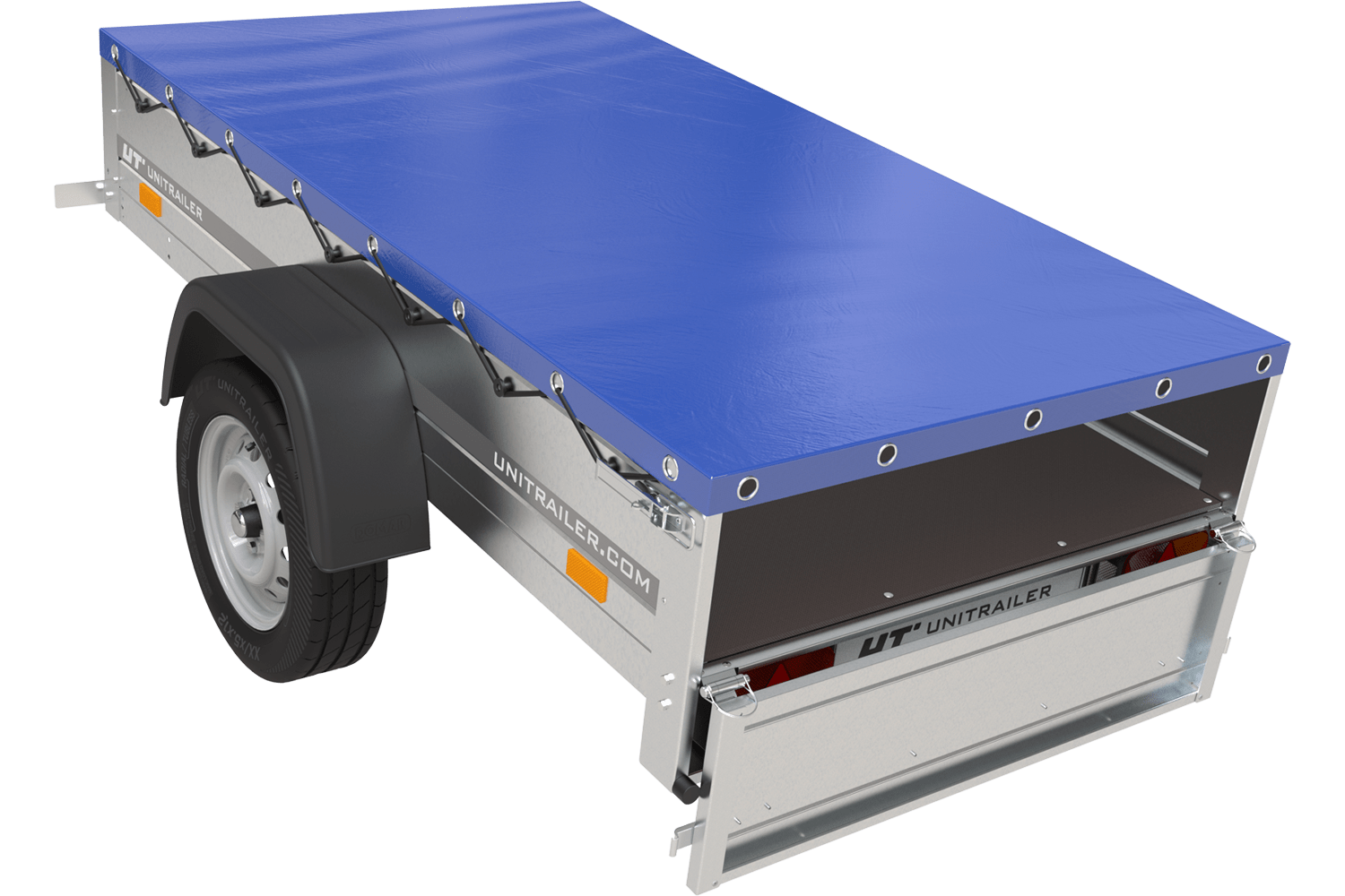 Remorque Garden Trailer 200 Kipp avec roue jockey et bâche plate bleue – Image 6