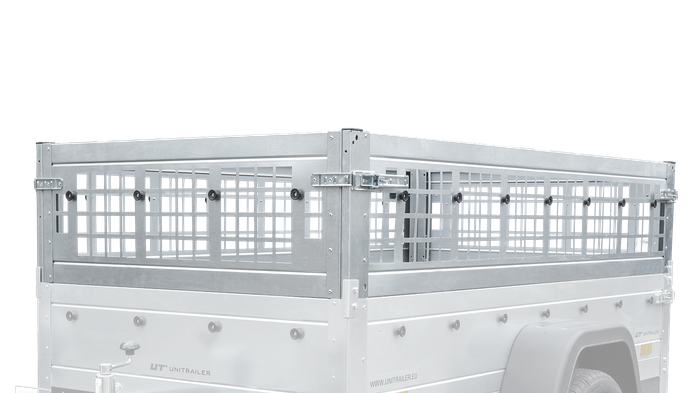 Remorque grillagée 200×106 avec bâche plate bleue, ridelles grillagées et roue jockey – Garden Trailer 200 KIPP – Image 10