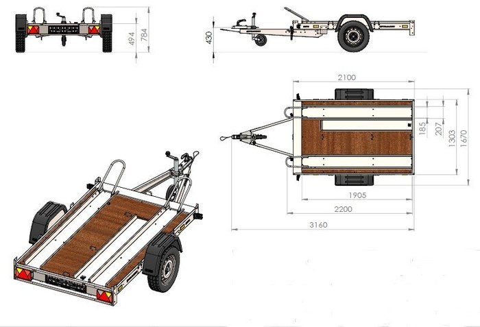Remorque moto 2 rails UNITRAILER MOTO 2 – Image 2
