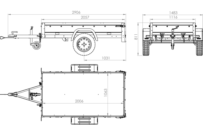 Remorque neuve 200×106 avec bâche plate, rehausses de ridelles et roue jockey – Garden Trailer 200 KIPP – Image 5