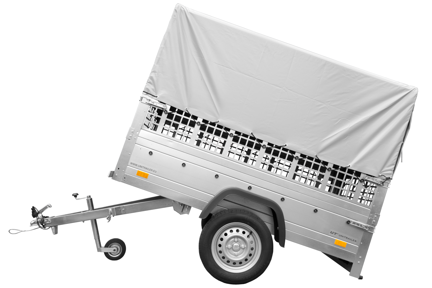 Remorque tôle Garden Trailer 200 KIPP 200×106 cm [avec rehausses grillagées, bâche haute et arceau – Image 3