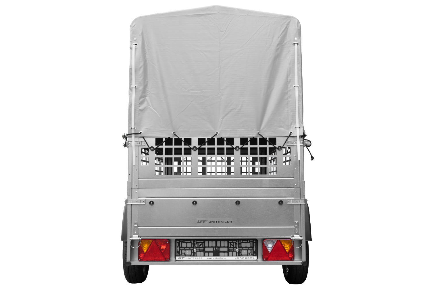 Remorque tôle Garden Trailer 200 KIPP 200×106 cm [avec rehausses grillagées, bâche haute et arceau – Image 4