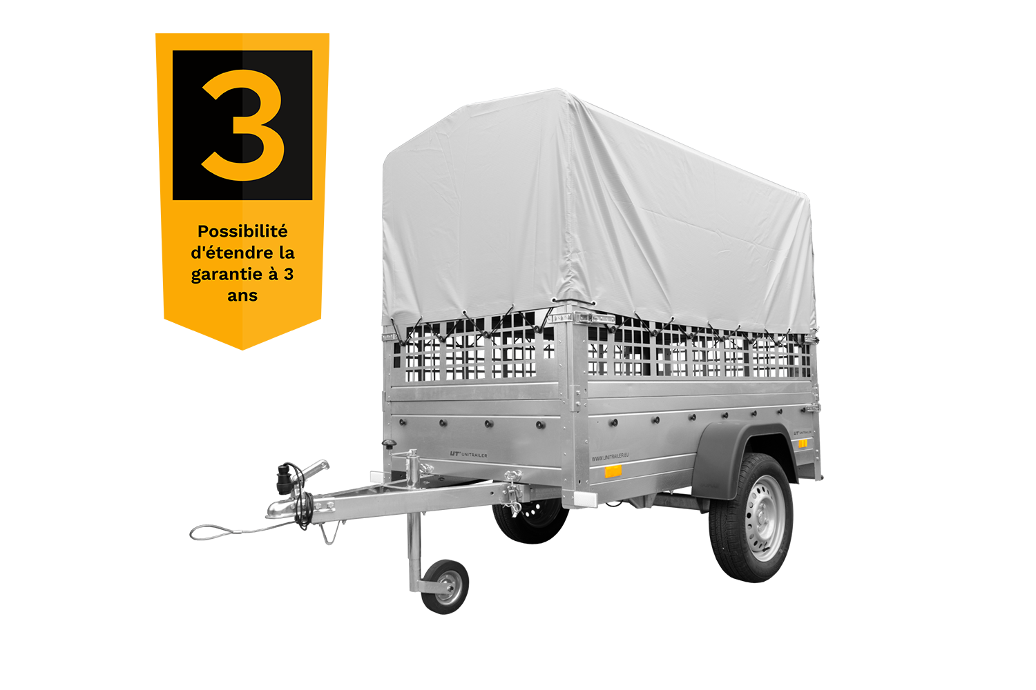 Remorque tôle Garden Trailer 200 KIPP 200×106 cm [avec rehausses grillagées, bâche haute et arceau – Image 5