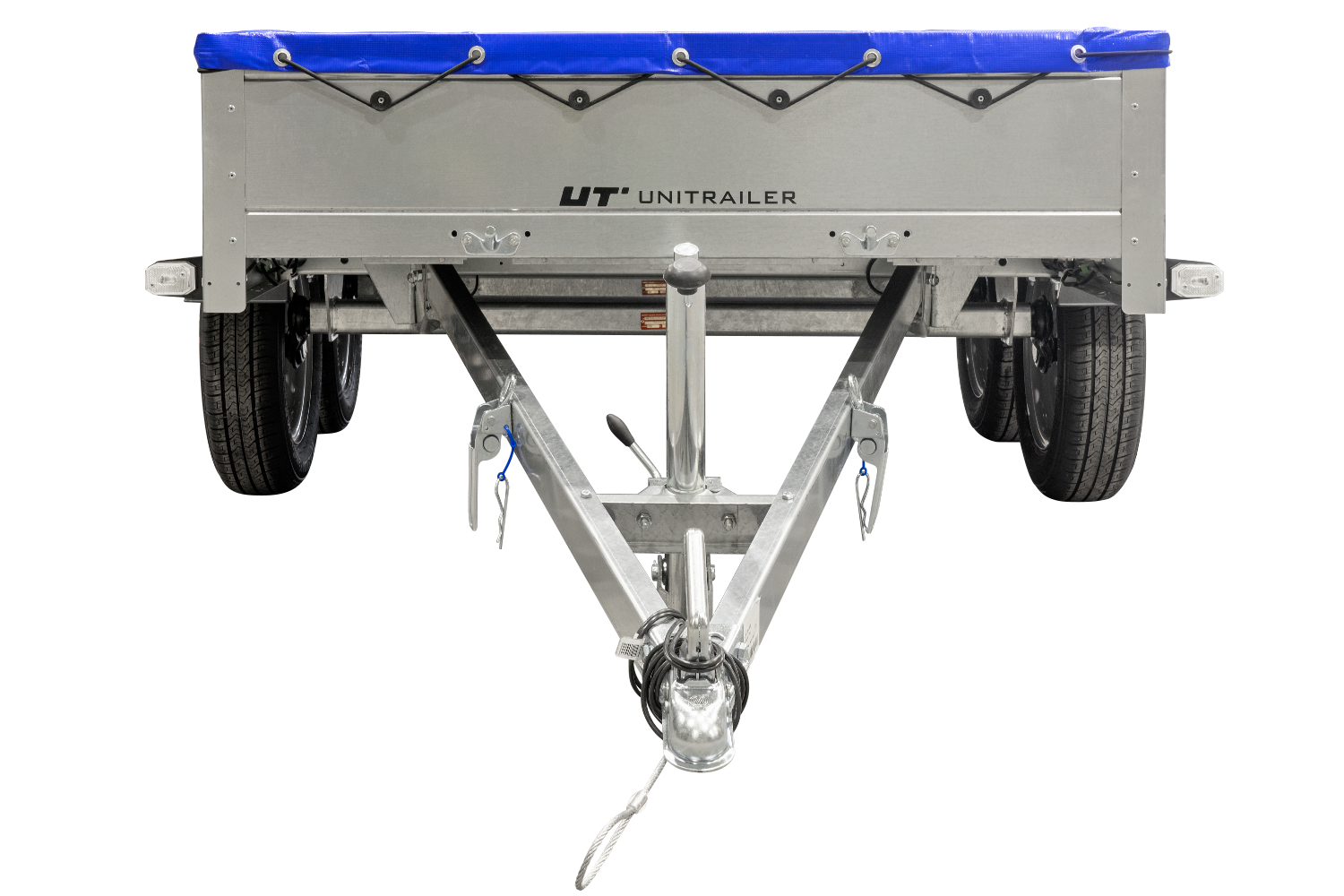 unitrailer 264/2 kipp avec roue jockey, tiges de support et bâche plate bleue – Image 10