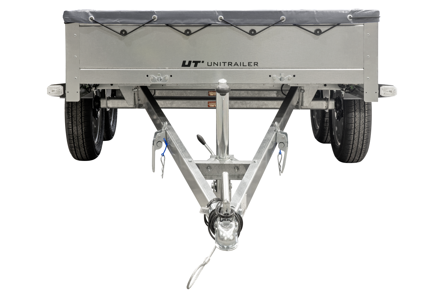 remorque unitrailer 264/2 kipp avec roue jockey, tige de support de bâche et bâche plate grise – Image 3