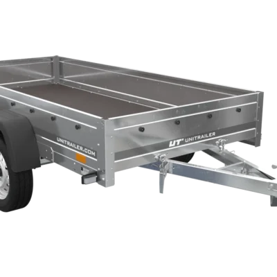 unitrailer 264/2 kipp avec roue jockey, tiges de support et bâche plate bleue