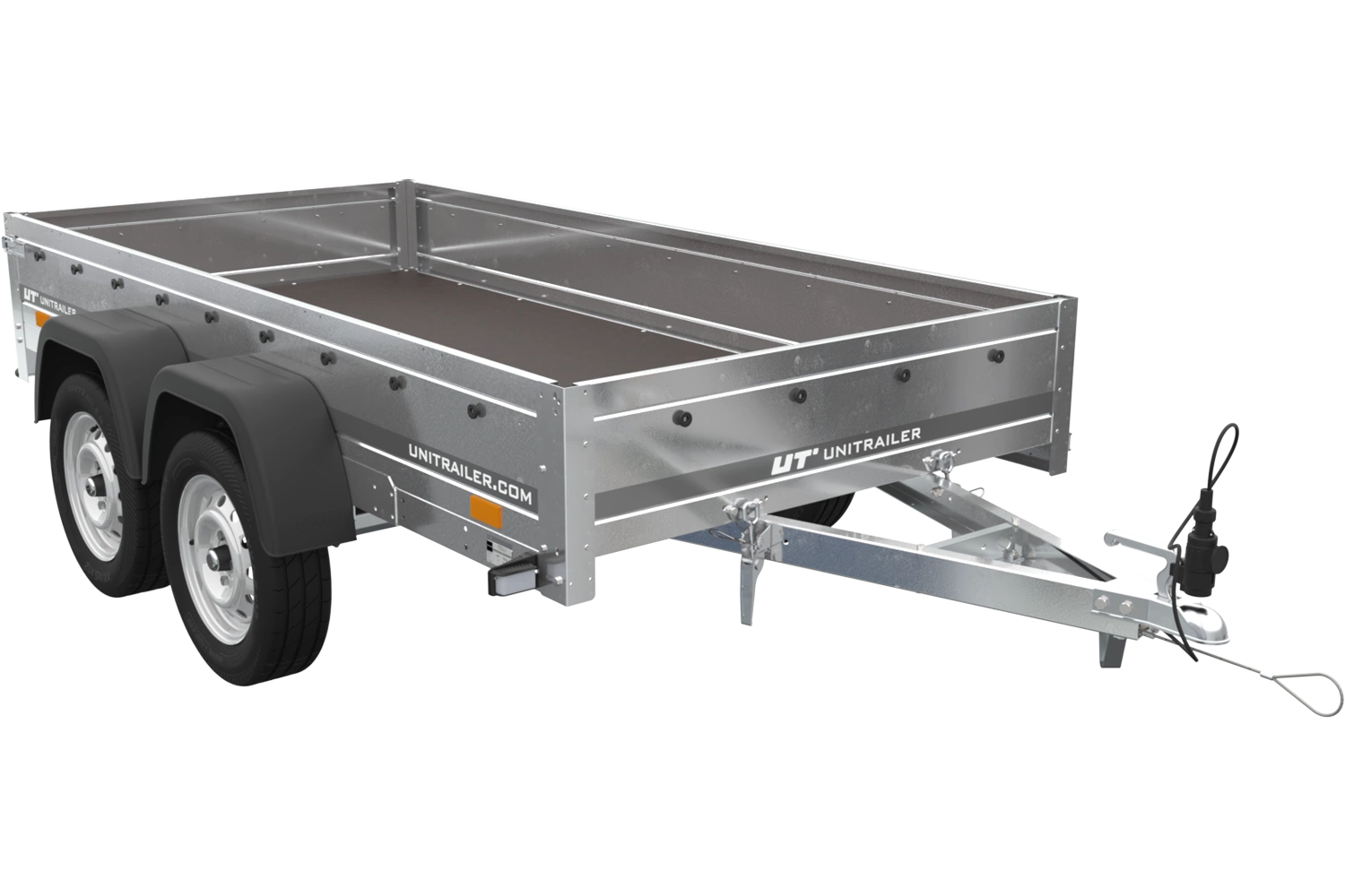 unitrailer 264/2 kipp avec roue jockey, tiges de support et bâche plate bleue