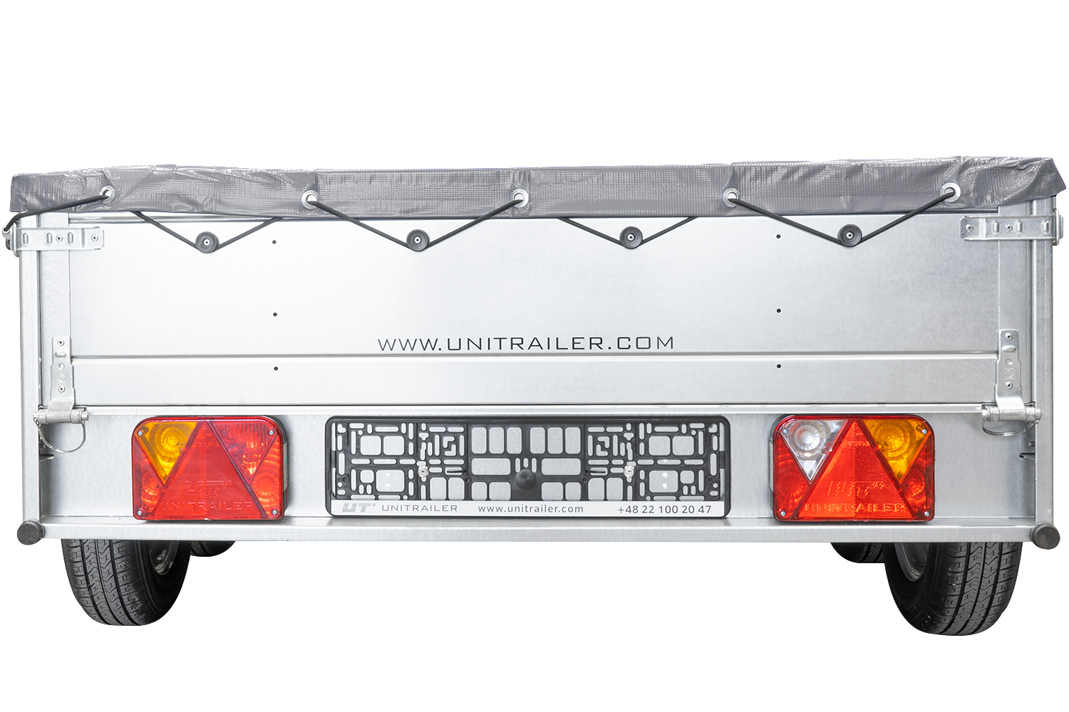 remorque unitrailer 264/2 kipp avec roue jockey, tige de support de bâche et bâche plate grise – Image 4